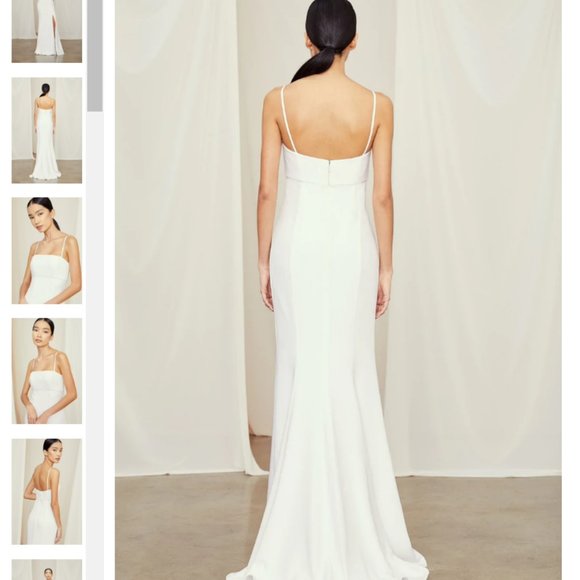 Amsale "Bray" Platinum Crepe Bridesmaid Dress - Picture 3 of 6